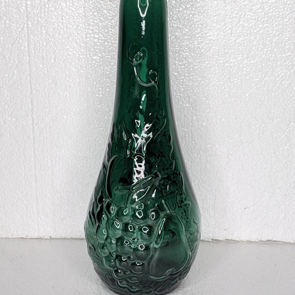 VTG DABS Green Bottle Vase Embossed Fruit Portugal - Picture 1 of 8